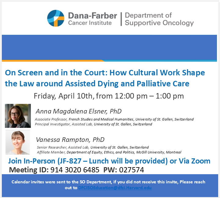 Anna Elsner and Vanessa Rampton spoke at the Dana-Farber Cancer Institute