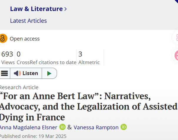 New Publication in Law and Literature by Anna Elsner and Vanessa Rampton